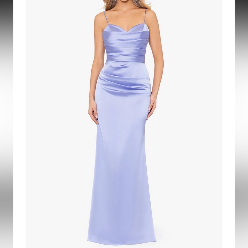 Betsy & Adam Satin Sweetheart Neckline Sleeveless Ruched Gown size 2